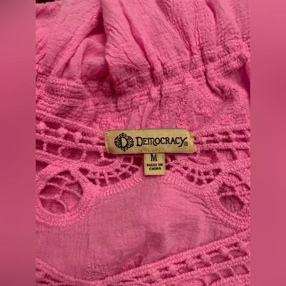 Democracy Pink Textured Blouse with Lace Accents - Picture 6 of 7